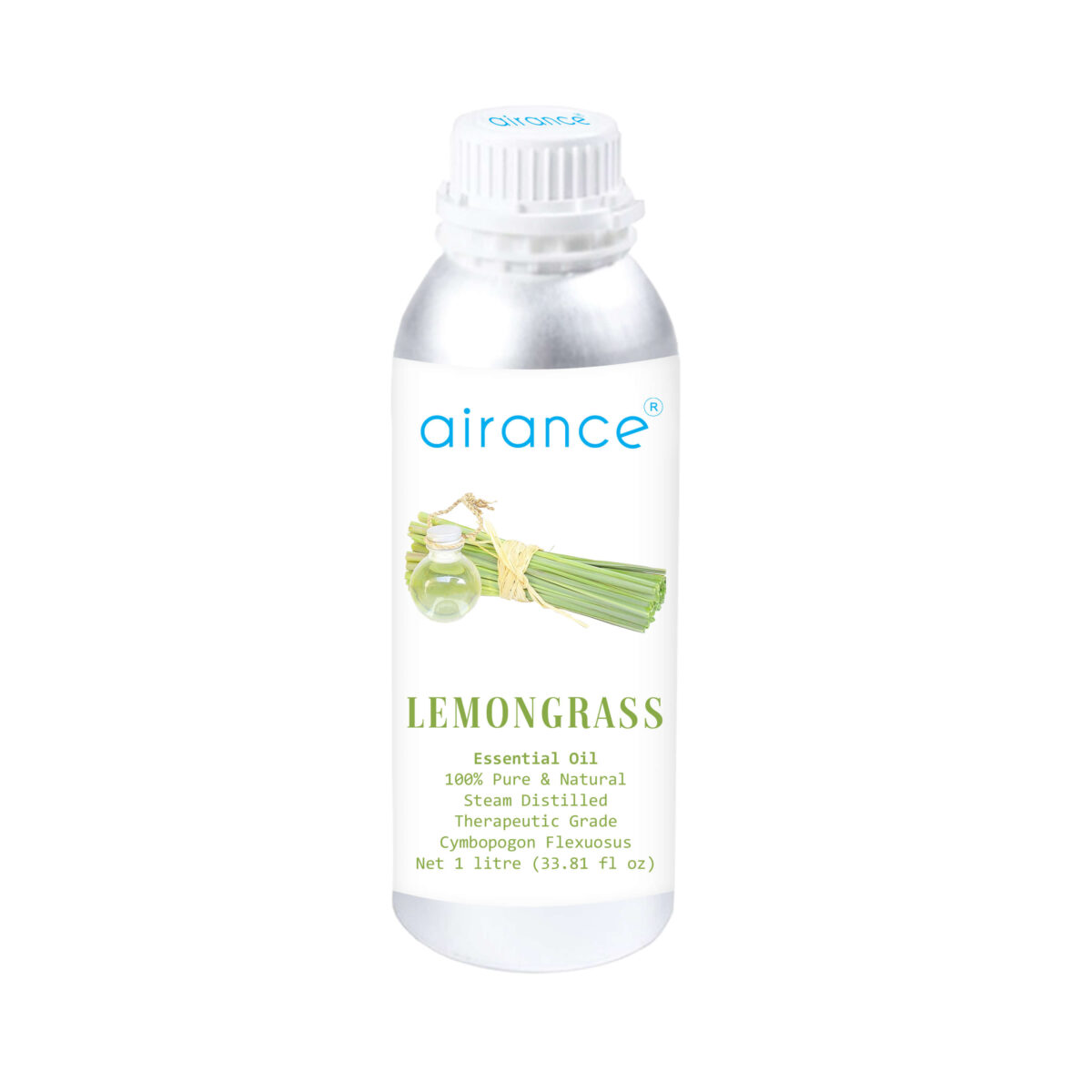 Airance 1 Litre 100% Certified Organic Pure & Concentrated Essential Oil - Lemon Grass