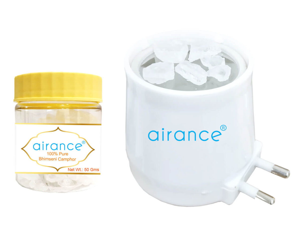 Camphor Aroma Diffuser With Night Lamp - Green Color With BhimSeni Camphor 50 Gms - Image 2
